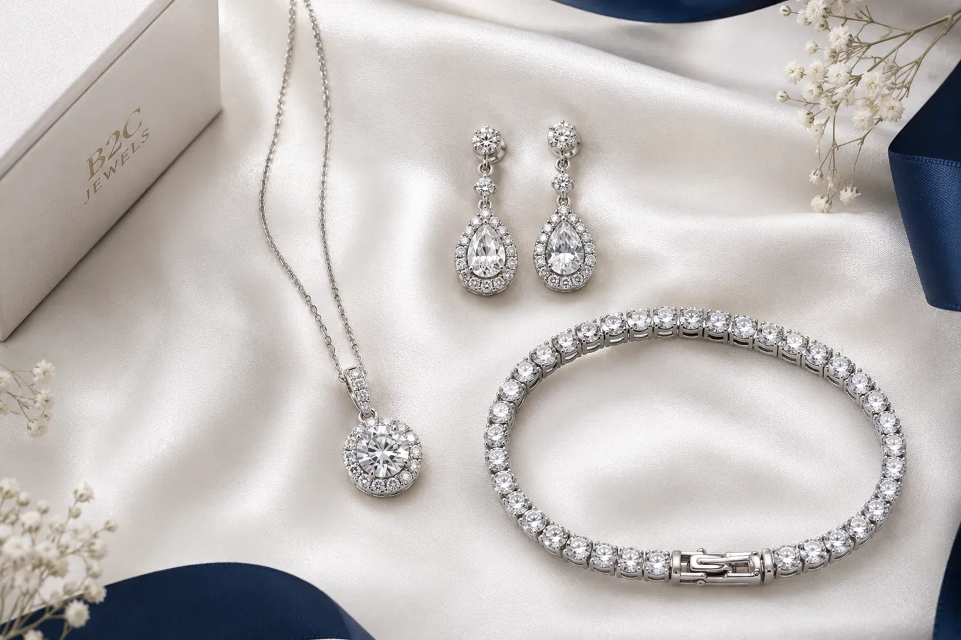 Diamond jewelry collection — necklaces, earrings, bracelets and pendants