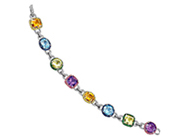 14K White Gold Bracelet With Genuine Gemstones