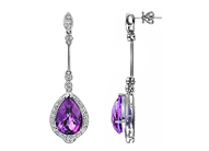 14K White Gold Genuine Amethyst Earrings